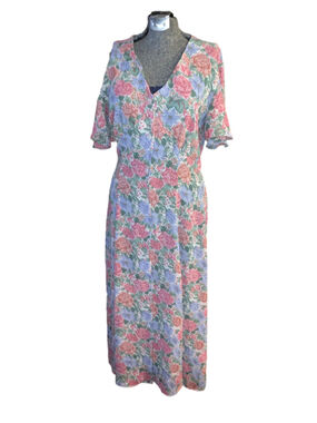 Beechers Brook long floral button up tea dress size 8